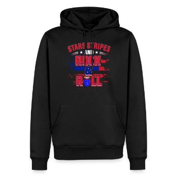 Stars And Stripes Et Rock And Roll USA 2021 - Sweat à capuche Premium bio Homme - noir - Devant - Nico (187cm)