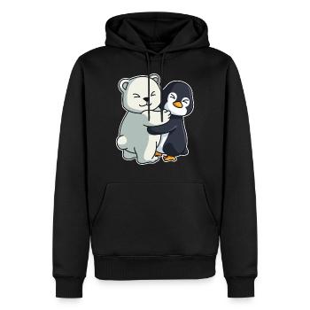 Eisbär und Pinguin niedliche Tiere knuddeln - Männer Premium Bio Hoodie - Schwarz - Vorne - Nico (187cm)