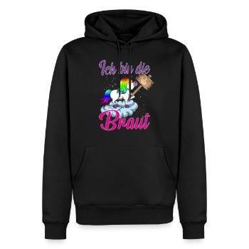 Ich bin die Braut Einhorn Brautjungfern Hochzeit - Männer Premium Bio Hoodie - Schwarz - Vorne - Nico (187cm)