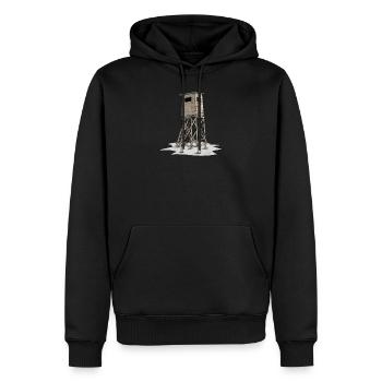 Hochsitz I Jagd Hirsch Wildschwein Rehwild Motiv - Männer Premium Bio Hoodie - Schwarz - Vorne - Nico (187cm)