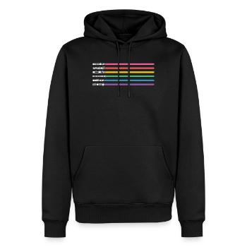 LGBT CSD Gay Pride Regenbogen Lichtschwert - Männer Premium Bio Hoodie - Schwarz - Vorne - Nico (187cm)