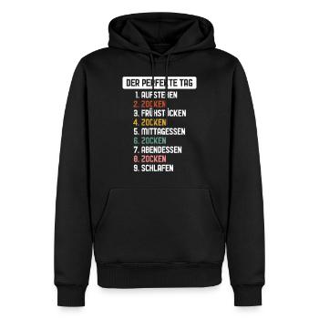 Mann Frau zocken Der Perfekte Tag Zocker Gamer - Männer Premium Bio Hoodie - Schwarz - Vorne - Nico (187cm)