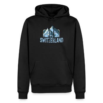 Schweizer Berge und Alpen Schweiz - Männer Premium Bio Hoodie - Schwarz - Vorne - Nico (187cm)
