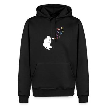 Fotografie Fotograf Vögel bunt - Männer Premium Bio Hoodie - Schwarz - Vorne - Nico (187cm)