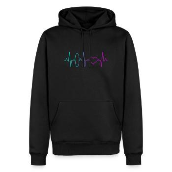 Surfing battements de cœur - Sweat à capuche Premium bio Homme - noir - Devant - Nico (187cm)