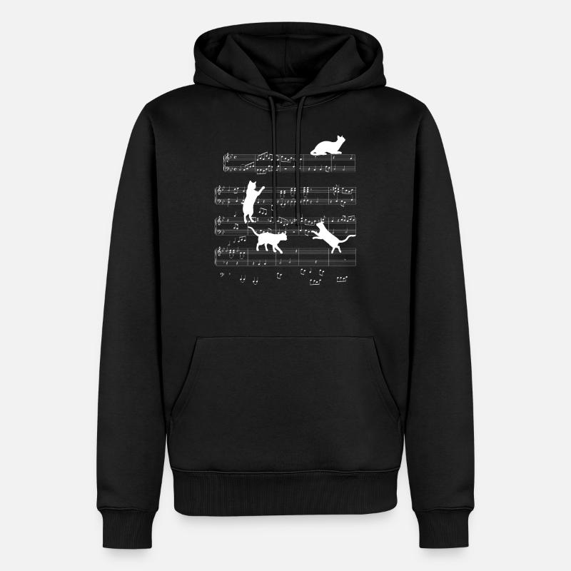 Chat Musique Chat Cadeau - Sweat à capuche Premium bio Homme - noir