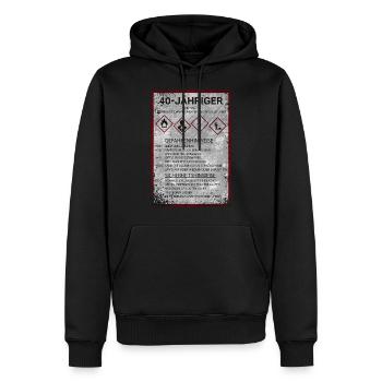 40 Geburtstag Warnhinweis Mann Sprüche lustig Papa - Männer Premium Bio Hoodie - Schwarz - Vorne - Nico (187cm)