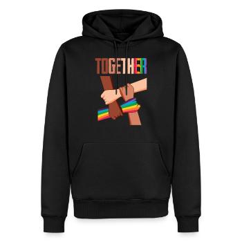Equality Social Justice Human - Sweat à capuche Premium bio Homme - noir - Devant - Nico (187cm)