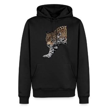 Léopard d'afrique léopard prédateur animal motif animal - Sweat à capuche Premium bio Homme - noir - Devant - Nico (187cm)