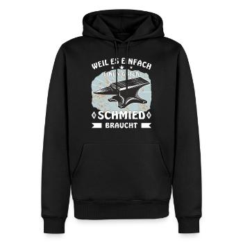 AMBOSS WEIL ES EINFACH EINEN GUTEN SCHMIED BRAUCHT - Männer Premium Bio Hoodie - Schwarz - Vorne - Nico (187cm)
