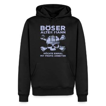 Böser Alter Mann - Camouflage Totenkopf Tarnmuster - Männer Premium Bio Hoodie - Schwarz - Vorne - Nico (187cm)
