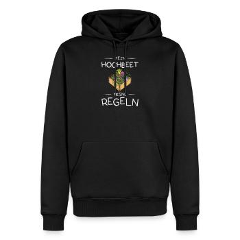 Mein Hochbeet meine Regeln I Selbstversorger - Männer Premium Bio Hoodie - Schwarz - Vorne - Nico (187cm)