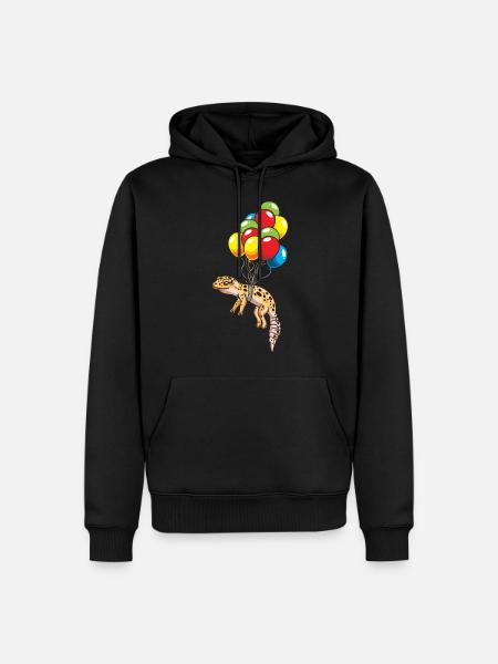 Leopard gecko with balloons gift - Men’s Premium Organic Hoodie - black