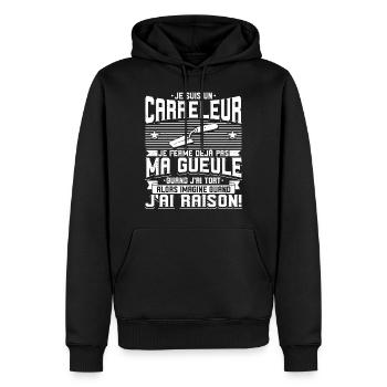 Carreleur de Carrelage Humour - Sweat à capuche Premium bio Homme - noir - Devant - Nico (187cm)