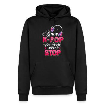 K-Pop - Sweat à capuche Premium bio Homme - noir - Devant - Nico (187cm)