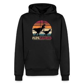 Papa Saurus Dinosaurier Familien Dino Papasaurus - Männer Premium Bio Hoodie - Schwarz - Vorne - Nico (187cm)