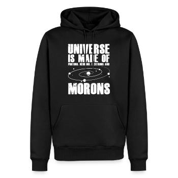 Universum aus Protonen Neuronen Elektronen Morons - Männer Premium Bio Hoodie - Schwarz - Vorne - Nico (187cm)