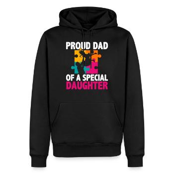 Stolzer Vater Einer Besonderen Tochter - Männer Premium Bio Hoodie - Schwarz - Vorne - Nico (187cm)