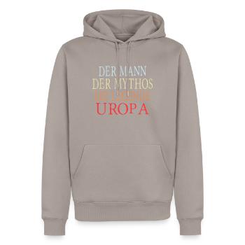 Uropa legende - Männer Premium Bio Hoodie - Taupe - Vorne - Nico (187cm)