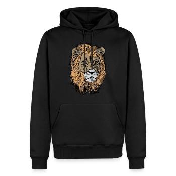 Tête de lion Afrique Animal Motif Fauve Impression Art - Sweat à capuche Premium bio Homme - noir - Devant - Nico (187cm)