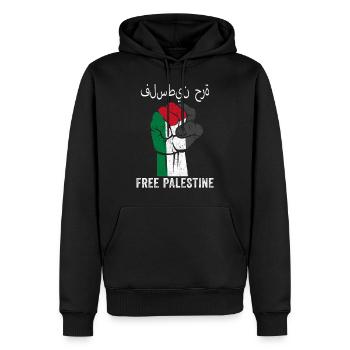 Free Palestine Support Palestine Libre drapeau - Sweat à capuche Premium bio Homme - noir - Devant - Nico (187cm)