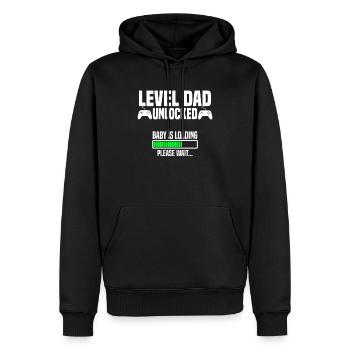 Niveau papa unlocked - Sweat à capuche Premium bio Homme - noir - Devant - Nico (187cm)