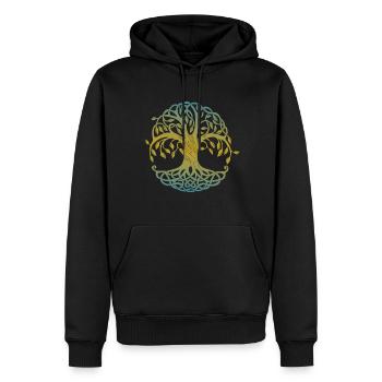 Tribal Yggdrasil Tattoo Wikinger Design Baum - Männer Premium Bio Hoodie - Schwarz - Vorne - Nico (187cm)