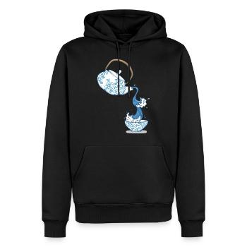 Teekanne große Welle Kunst Zeichnung Japan Stil - Männer Premium Bio Hoodie - Schwarz - Vorne - Nico (187cm)
