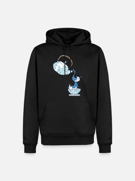 Theepot grote golf kunst tekening Japan stijl - Mannen Premium Bio hoodie - zwart