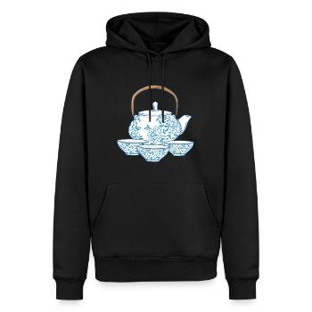 Tee oder Kaffee Kanne mit Tassen asiatische Kunst - Männer Premium Bio Hoodie - Schwarz - Vorne - Nico (187cm)