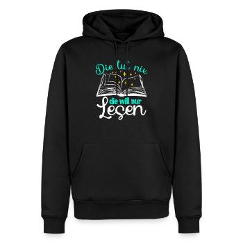 Le rat de lecture veut juste lire - Sweat à capuche Premium bio Homme - noir - Devant - Nico (187cm)