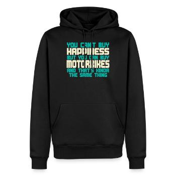MOTORBIKE - Money Can'T Buy Happiness Motorbikes - Männer Premium Bio Hoodie - Schwarz - Vorne - Nico (187cm)