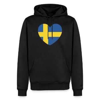 FANTASTIC SWEDEN FLAG DESIGN - Männer Premium Bio Hoodie - Schwarz - Vorne - Nico (187cm)