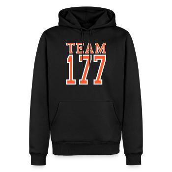Number 177 NR. 177 - Männer Premium Bio Hoodie - Schwarz - Vorne - Nico (187cm)