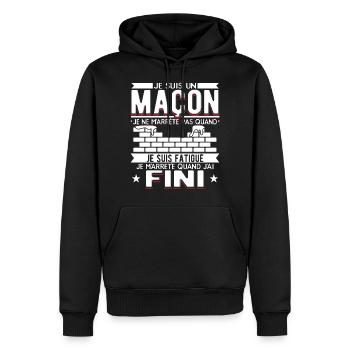 Maçon Maçonnerie Humour Macon - Sweat à capuche Premium bio Homme - noir - Devant - Nico (187cm)