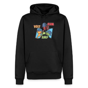 Electricité Expliquée Physique Électricien - Sweat à capuche Premium bio Homme - noir - Devant - Nico (187cm)