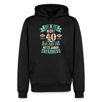 40. Geburtstag Lustiges Ich bin nicht 40 Jahre - Männer Premium Bio Hoodie - Schwarz - Vorne - Nico (187cm)
