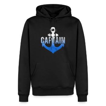 Capitaine - Sweat à capuche Premium bio Homme - noir - Devant - Nico (187cm)