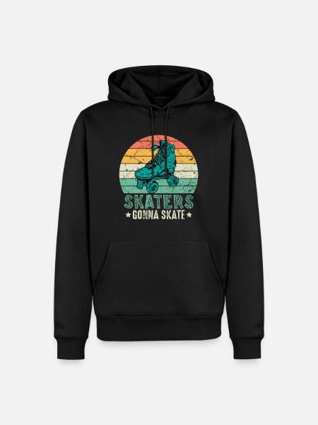 Rollschuhfahrer Retro Rollerskater - Männer Premium Bio Hoodie - Schwarz