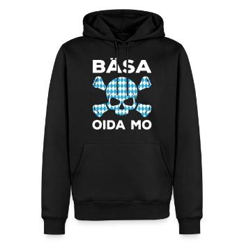 Lustige Bayrische Sprüche Totenkopf Schädel - Männer Premium Bio Hoodie - Schwarz - Vorne - Nico (187cm)