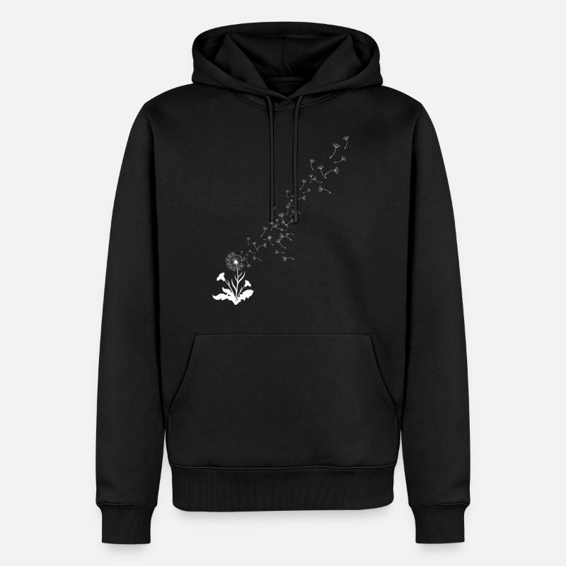 Pusteblume, Löwenzahn, Wind - Männer Premium Bio Hoodie - Schwarz