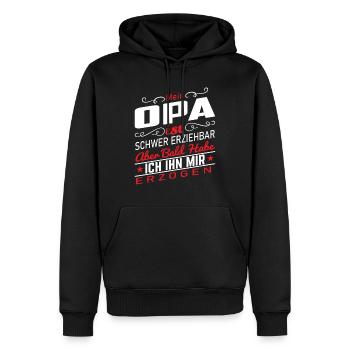 Opa schwer erziehbar - Männer Premium Bio Hoodie - Schwarz - Vorne - Nico (187cm)