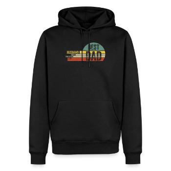 Husband Daddy Protector Hero Best Dad Vatertag - Männer Premium Bio Hoodie - Schwarz - Vorne - Nico (187cm)