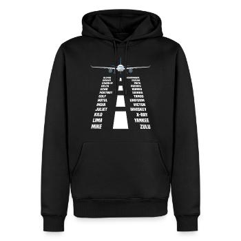 Flugzeug Pilot phonetisches Alphabet - Männer Premium Bio Hoodie - Schwarz - Vorne - Nico (187cm)