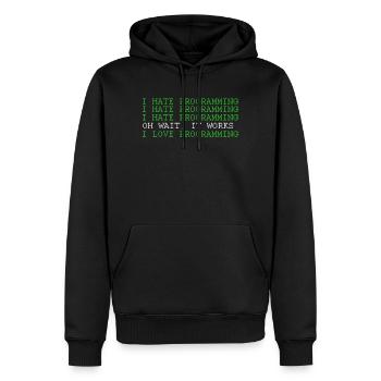 I Love Programming Funny Programer Software Develo - Sweat à capuche Premium bio Homme - noir - Devant - Nico (187cm)