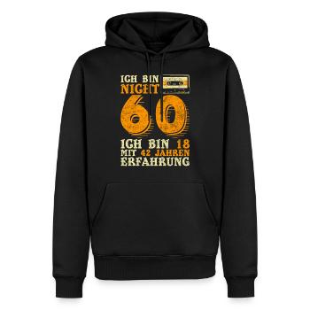 Nicht 60 Ich Bin 18 Mit 42 Jahren Erfahrung - Männer Premium Bio Hoodie - Schwarz - Vorne - Nico (187cm)