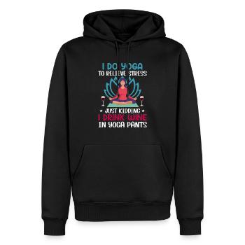 Ich Mache Yoga, Um Stress Zu Lindern, Nur Spaß - Männer Premium Bio Hoodie - Schwarz - Vorne - Nico (187cm)