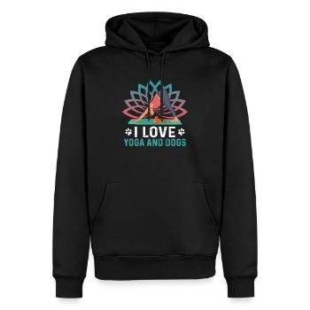 Ich Liebe Yoga und Hunde Lustige Yoga Hunde Asana - Männer Premium Bio Hoodie - Schwarz - Vorne - Nico (187cm)