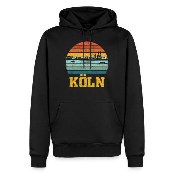 Kölner Köln | Köln Stadt Retro Vintage - Männer Premium Bio Hoodie - Schwarz - Vorne - Nico (187cm)