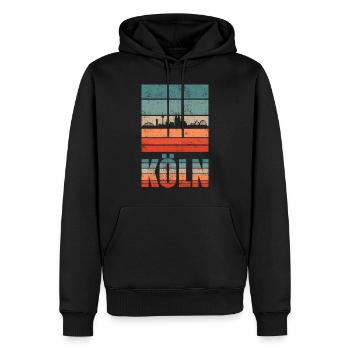 Köln Kölner Retro Vintage - Männer Premium Bio Hoodie - Schwarz - Vorne - Nico (187cm)